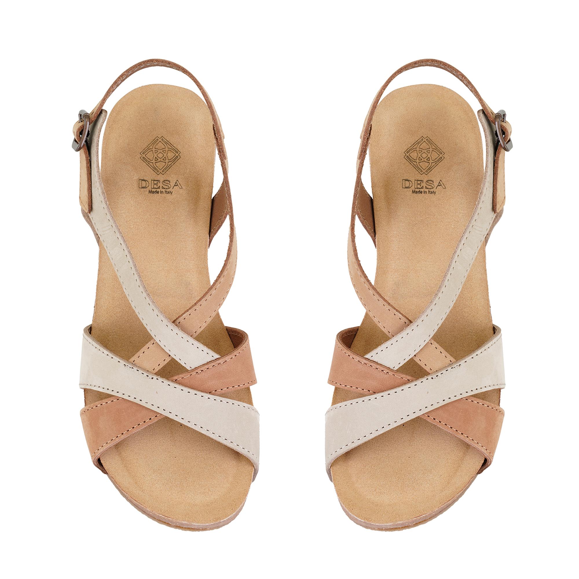 Kadın Kahve Dolgu Topuklu Deri Sandalet