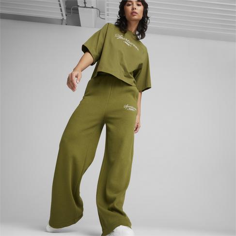  Puma Classics+ Relaxed Kadın Yeşil Eşofman Altı