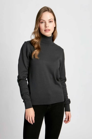  Kadın Boğazlı Kazak  409 - Gri