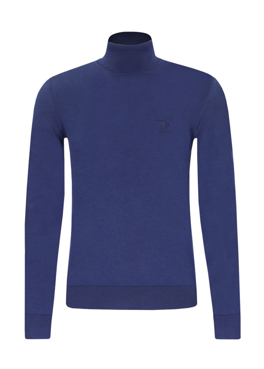  Erkek Boğazlı Kazak  14514 - Mavi