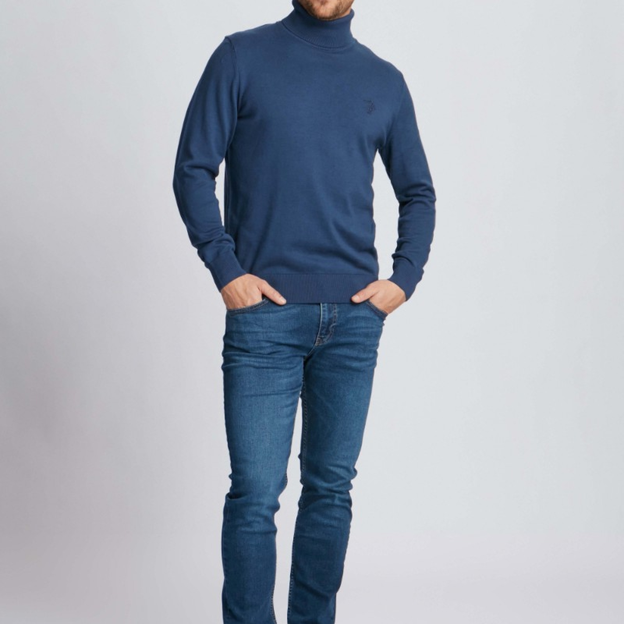 Erkek Boğazlı Kazak  14514 - Mavi