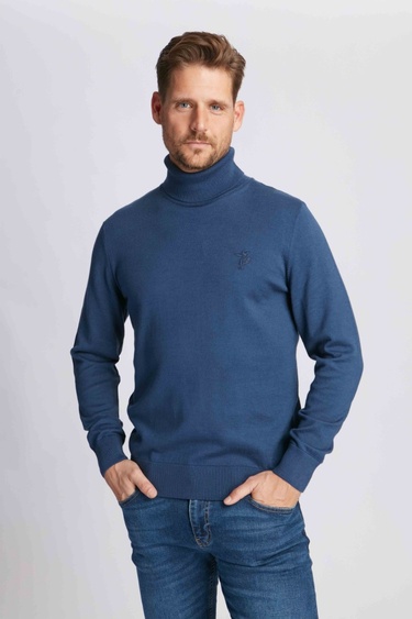  Erkek Boğazlı Kazak  14514 - Mavi