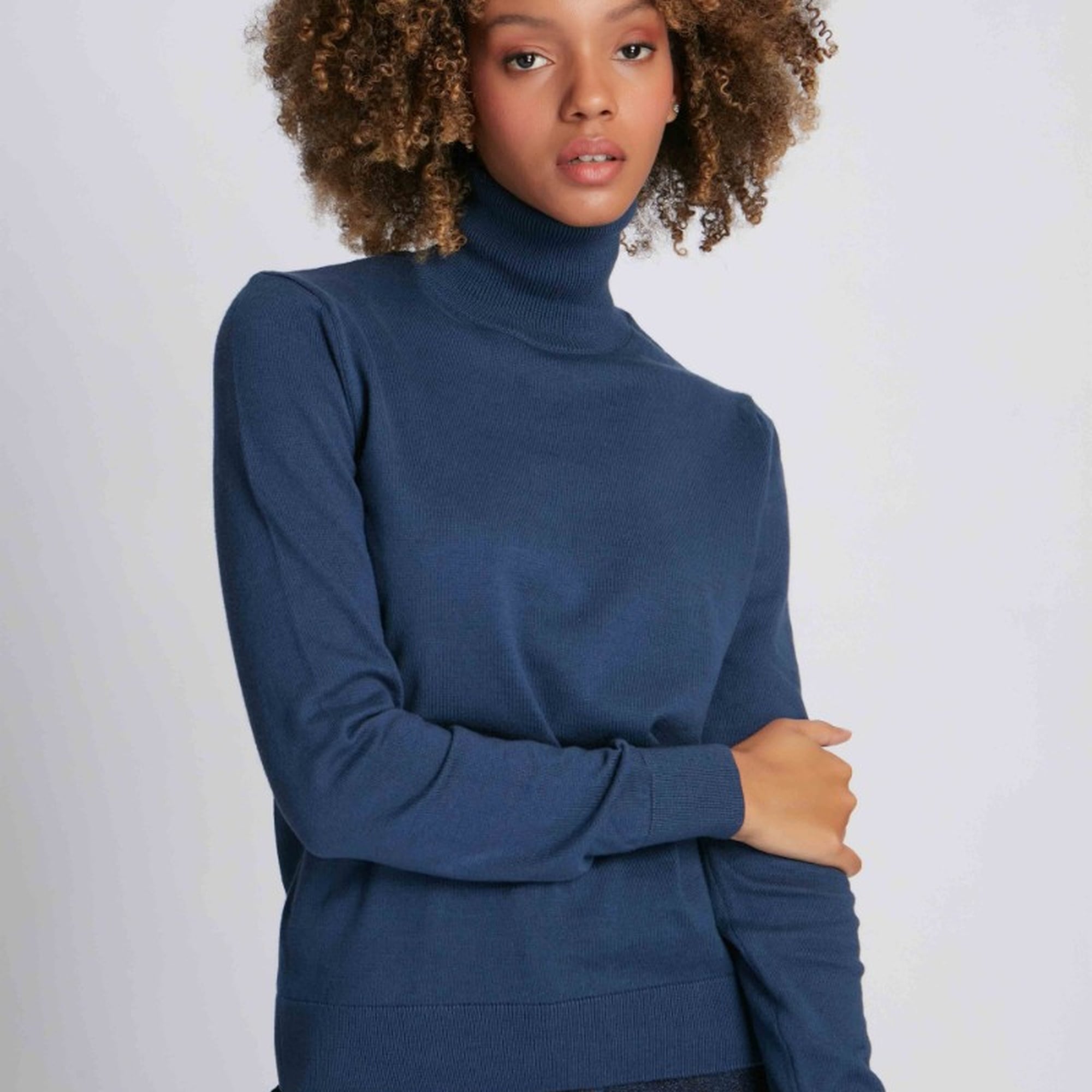 Kadın Boğazlı Kazak  14514 - Mavi