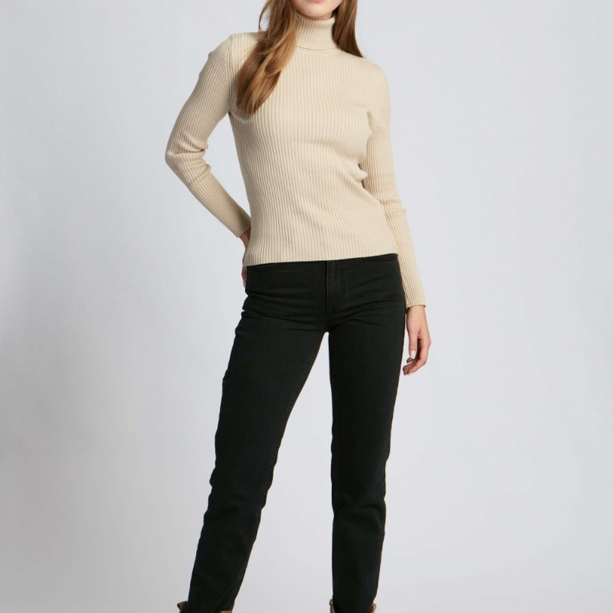 Kadın Boğazlı Kazak  1143 - Ekru