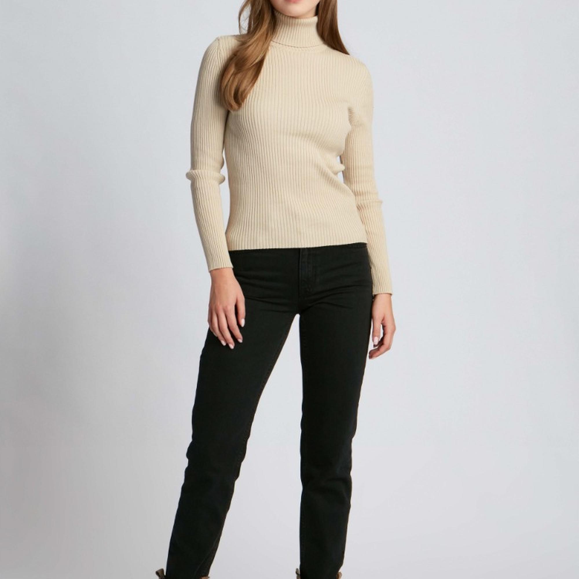 Kadın Boğazlı Kazak  1143 - Ekru