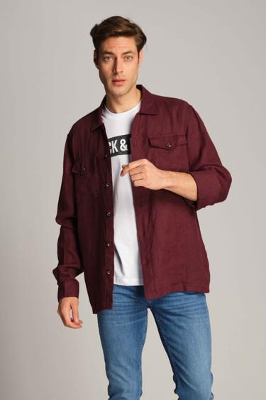  Erkek Gömlek Ceket  7181 - Mürdüm