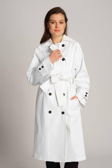  Kadın Trençkot  1000 - Beyaz