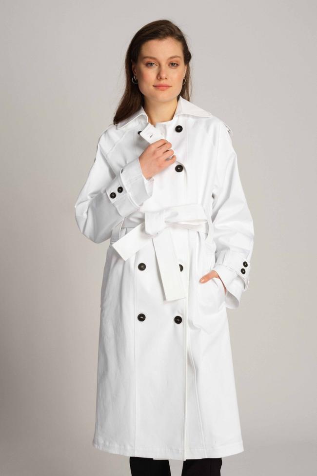  Kadın Trençkot  1000 - Beyaz