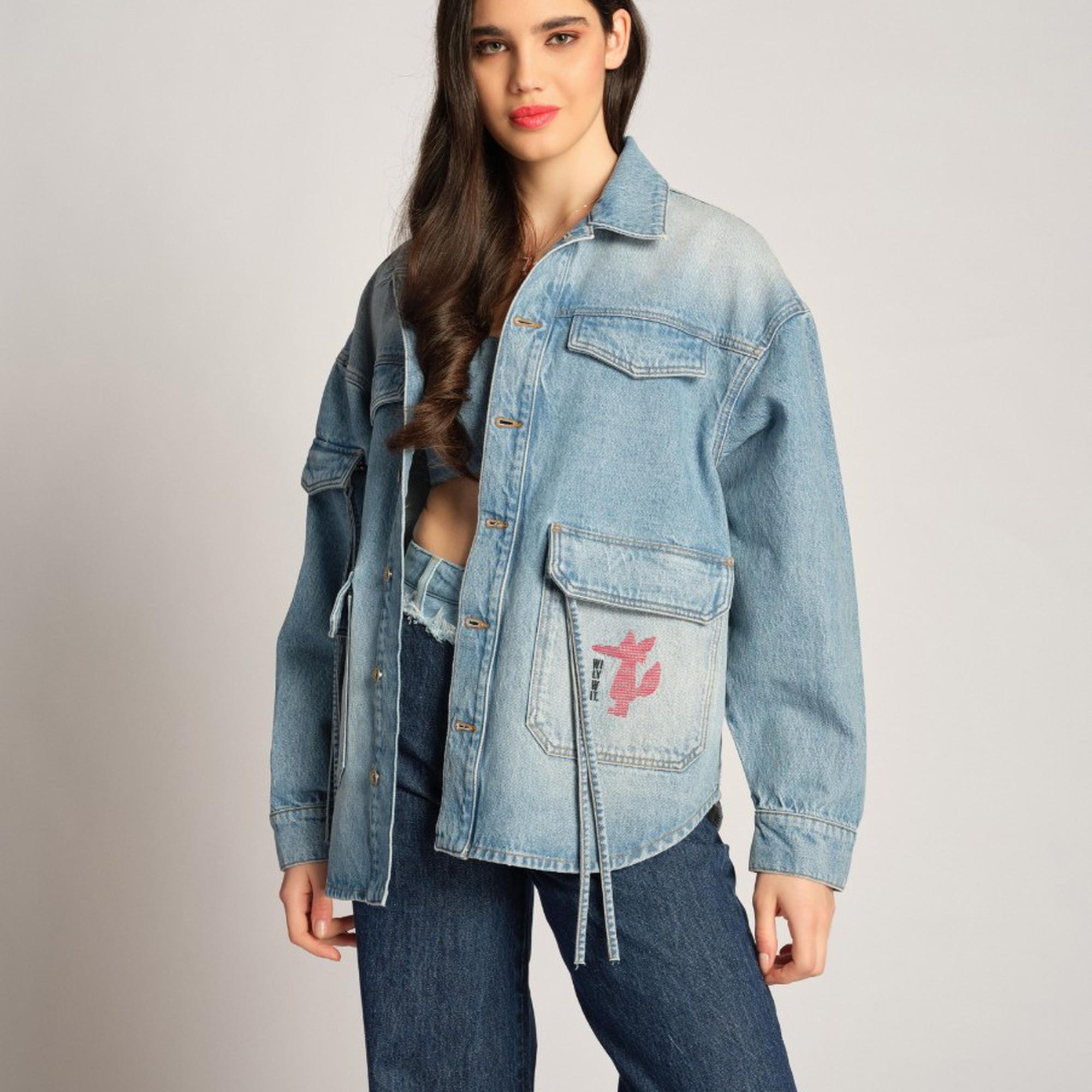 Kadın Kot Ceket  4021 - Mavi