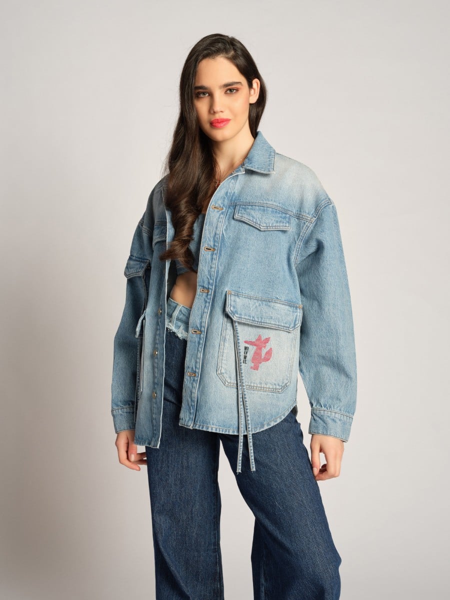  Kadın Kot Ceket  4021 - Mavi