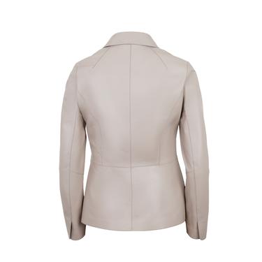  Kadın Bej Gömlek Yakalı Deri Ceket