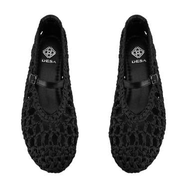  Kadın Siyah Ayarlanabilir Tokalı Hasır Babet