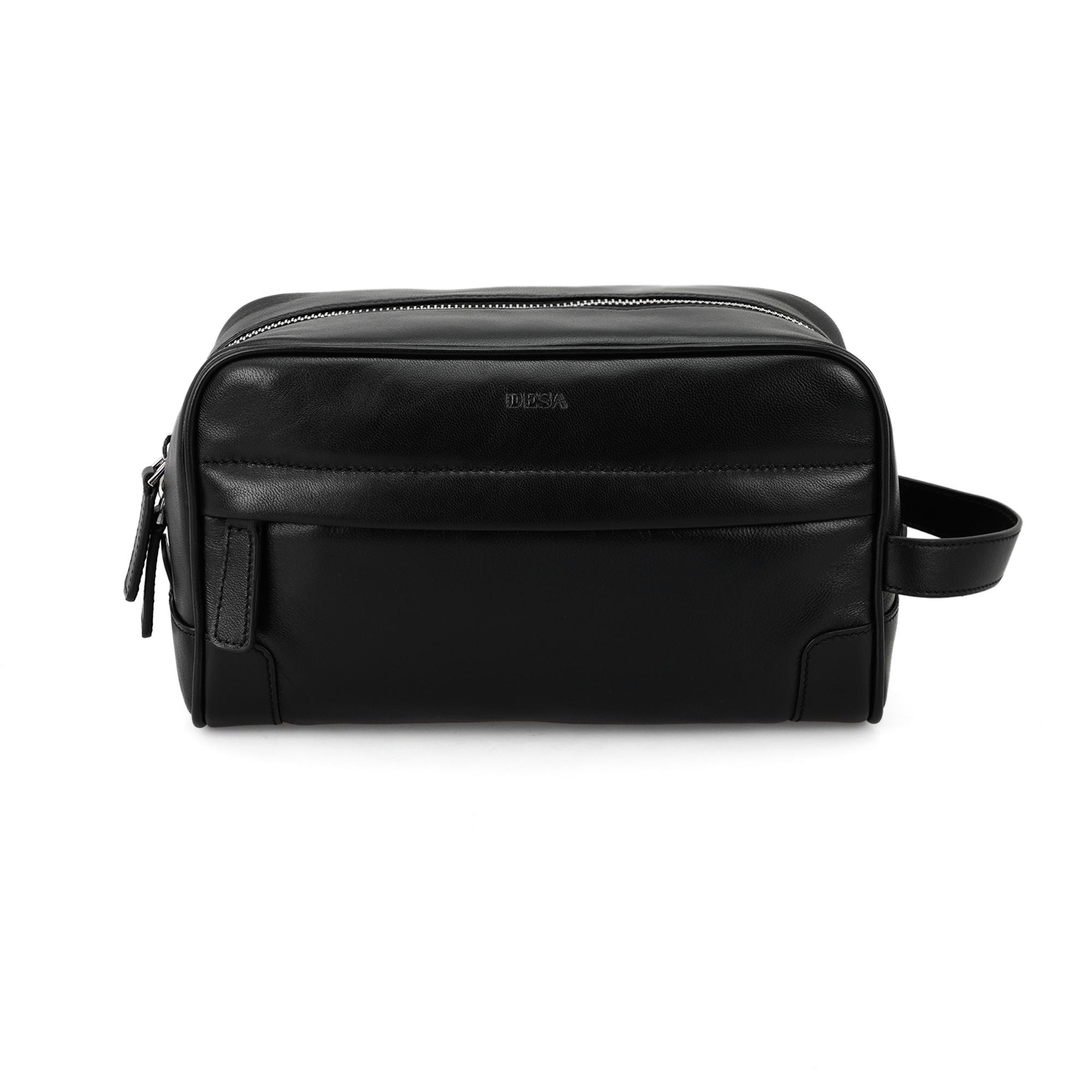 Jonatan Siyah Erkek Deri Kozmetik El Çantası