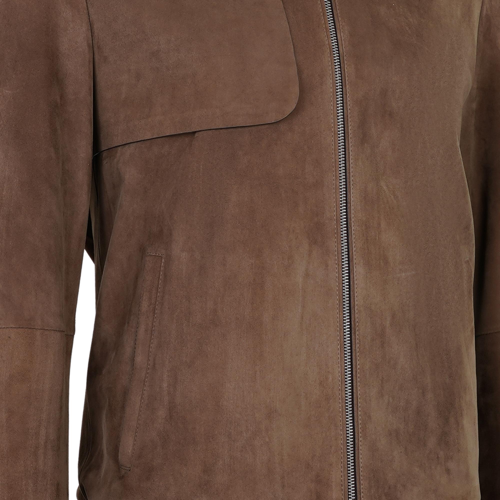 Ambrosi Kahve Erkek Bomber Süet Deri Ceket