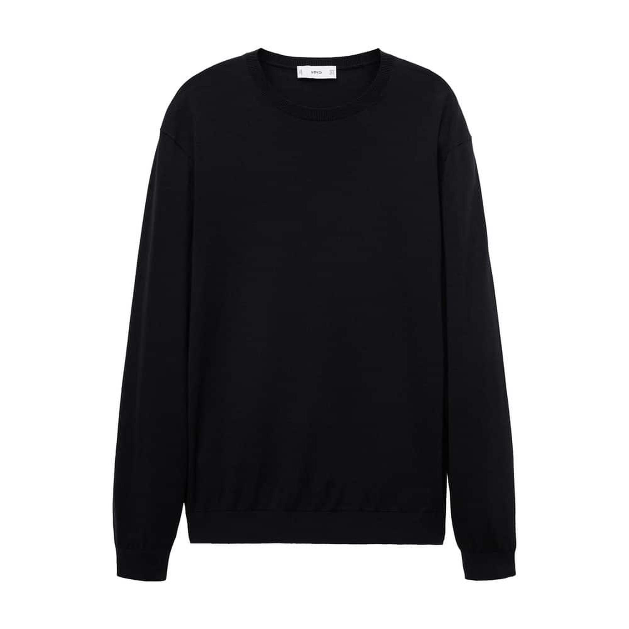 Mango Erkek %100 Pamuklu Ince Triko Kazak Lacivert