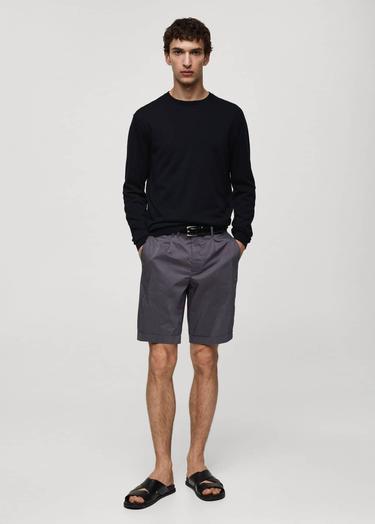  Mango Erkek %100 Pamuklu Ince Triko Kazak Lacivert