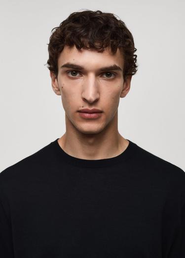  Mango Erkek %100 Pamuklu Ince Triko Kazak Lacivert