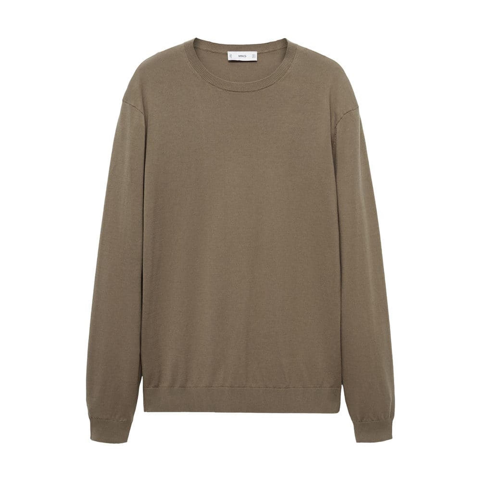 Mango Erkek %100 Pamuklu Ince Triko Kazak Kahverengi