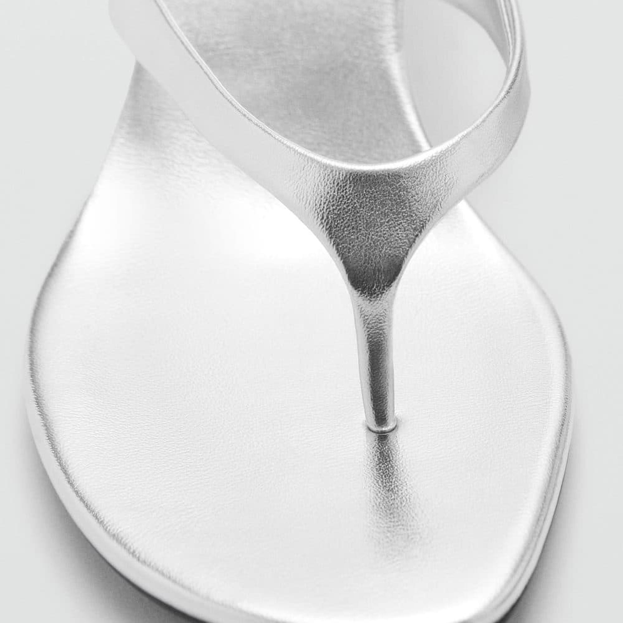 Mango Kadın Metalik Topuklu Sandalet Gümüş Rengi