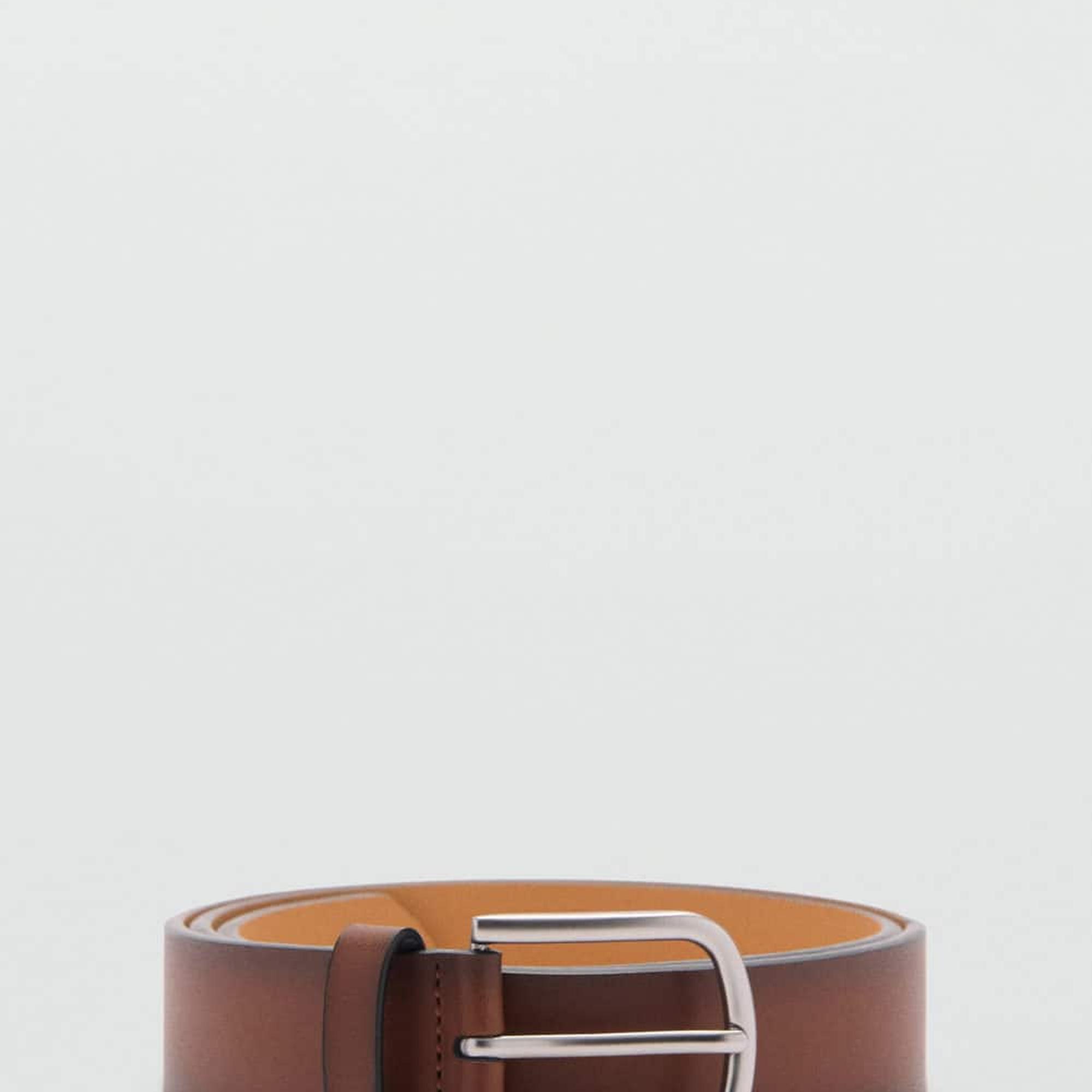 Mango Erkek Pürtüklü Deri Kemer Kahverengi