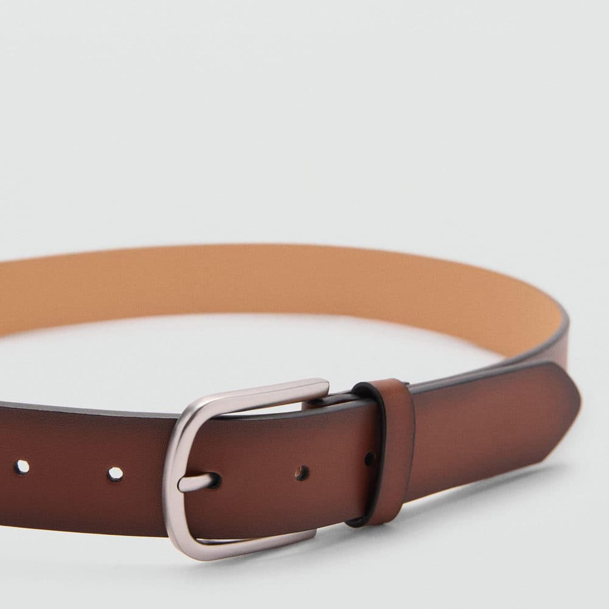 Mango Erkek Pürtüklü Deri Kemer Kahverengi