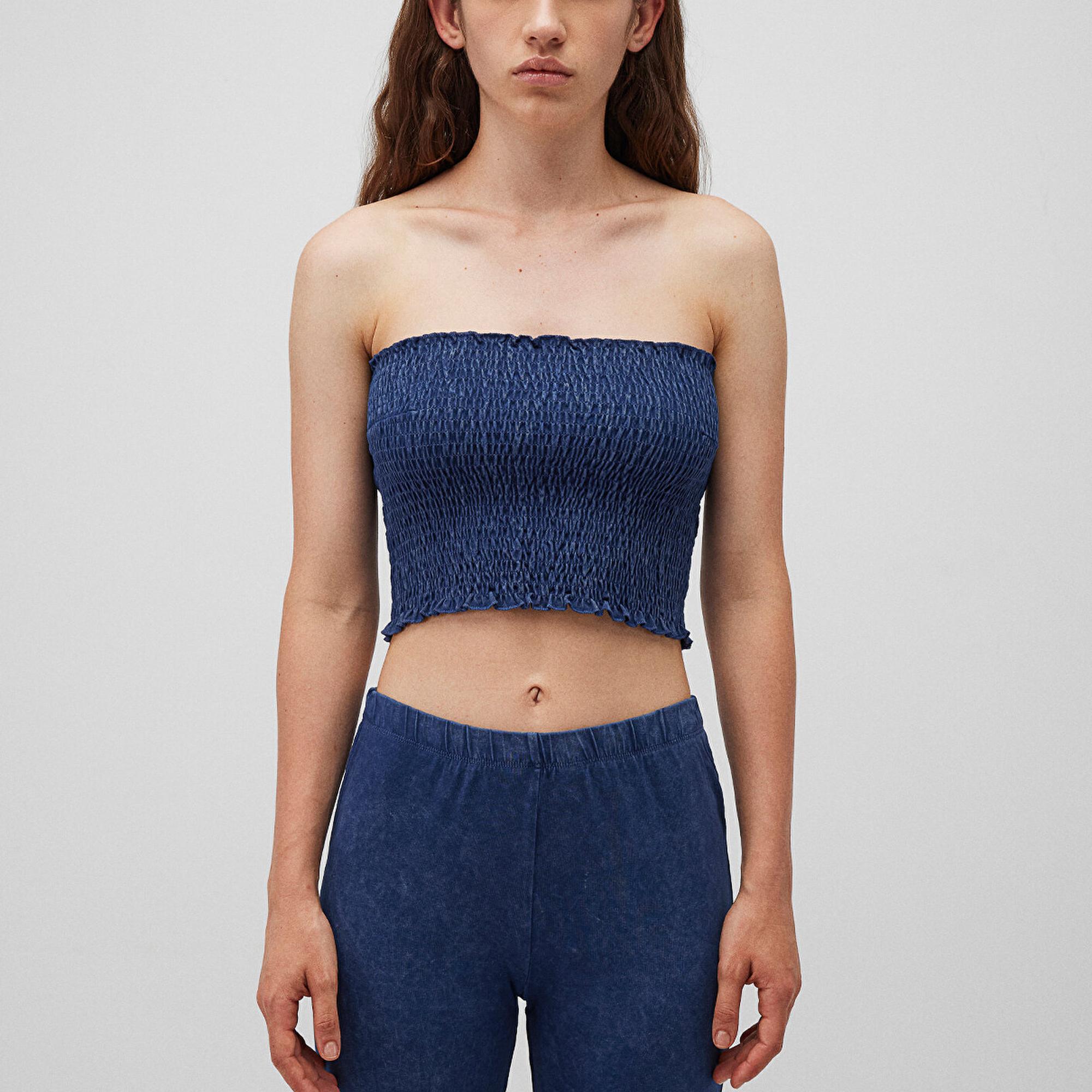 Mavi Lacivert Tişört Crop / Kısa Kesim 1612331-80925