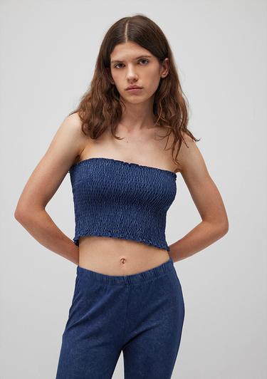  Mavi Lacivert Tişört Crop / Kısa Kesim 1612331-80925