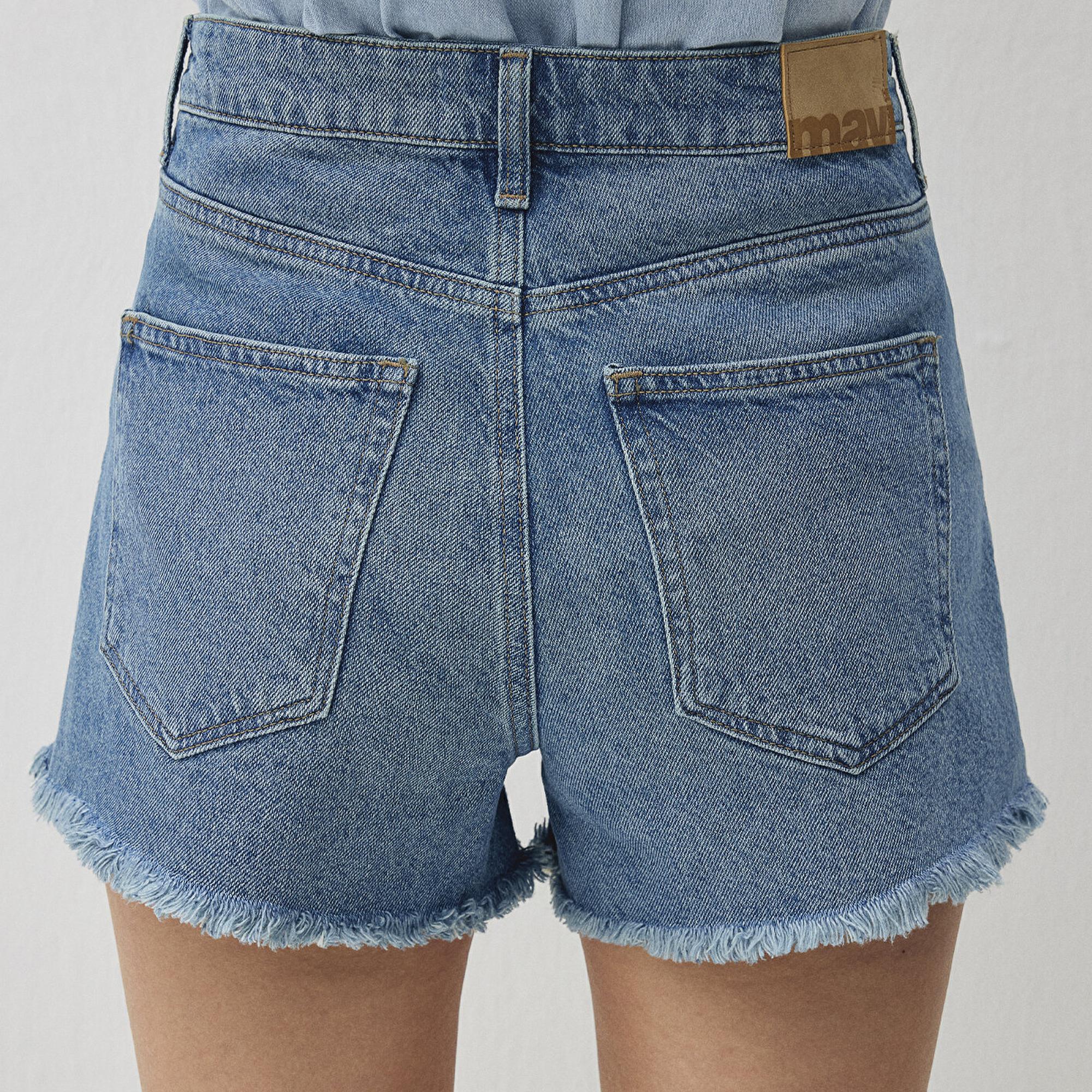 Mavi Cherry 90lar Gölgeli İndigo Mavisi Jean Şort 1410022-87070