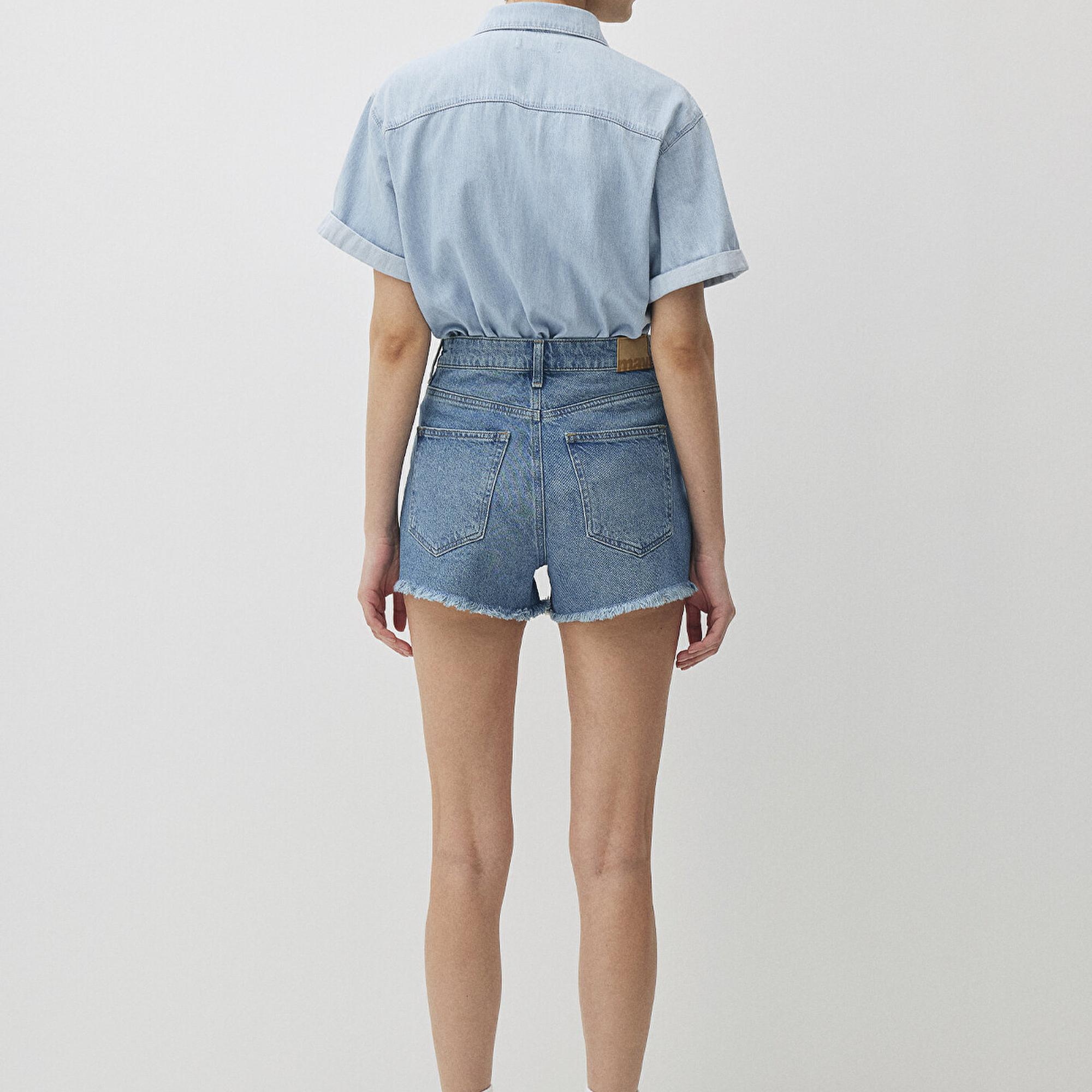 Mavi Cherry 90lar Gölgeli İndigo Mavisi Jean Şort 1410022-87070