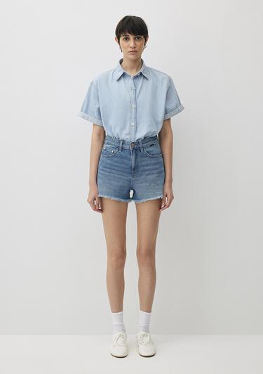  Mavi Cherry 90lar Gölgeli İndigo Mavisi Jean Şort 1410022-87070