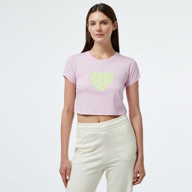  Converse Heart Slim Fit Kadın Lila T-Shirt