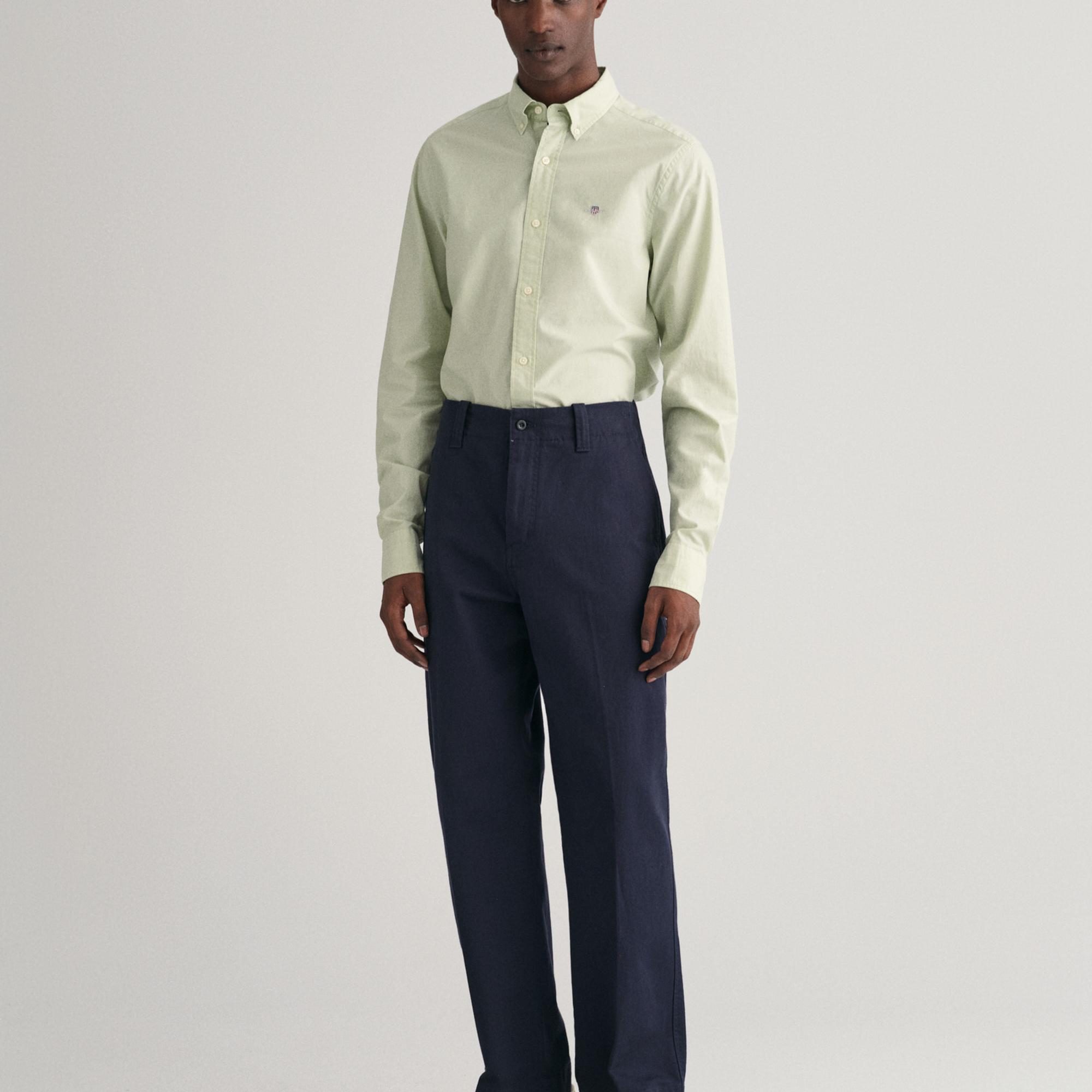 GANT Erkek Yeşil Slim Fit Düğmeli Yaka Broadcloth Gömlek