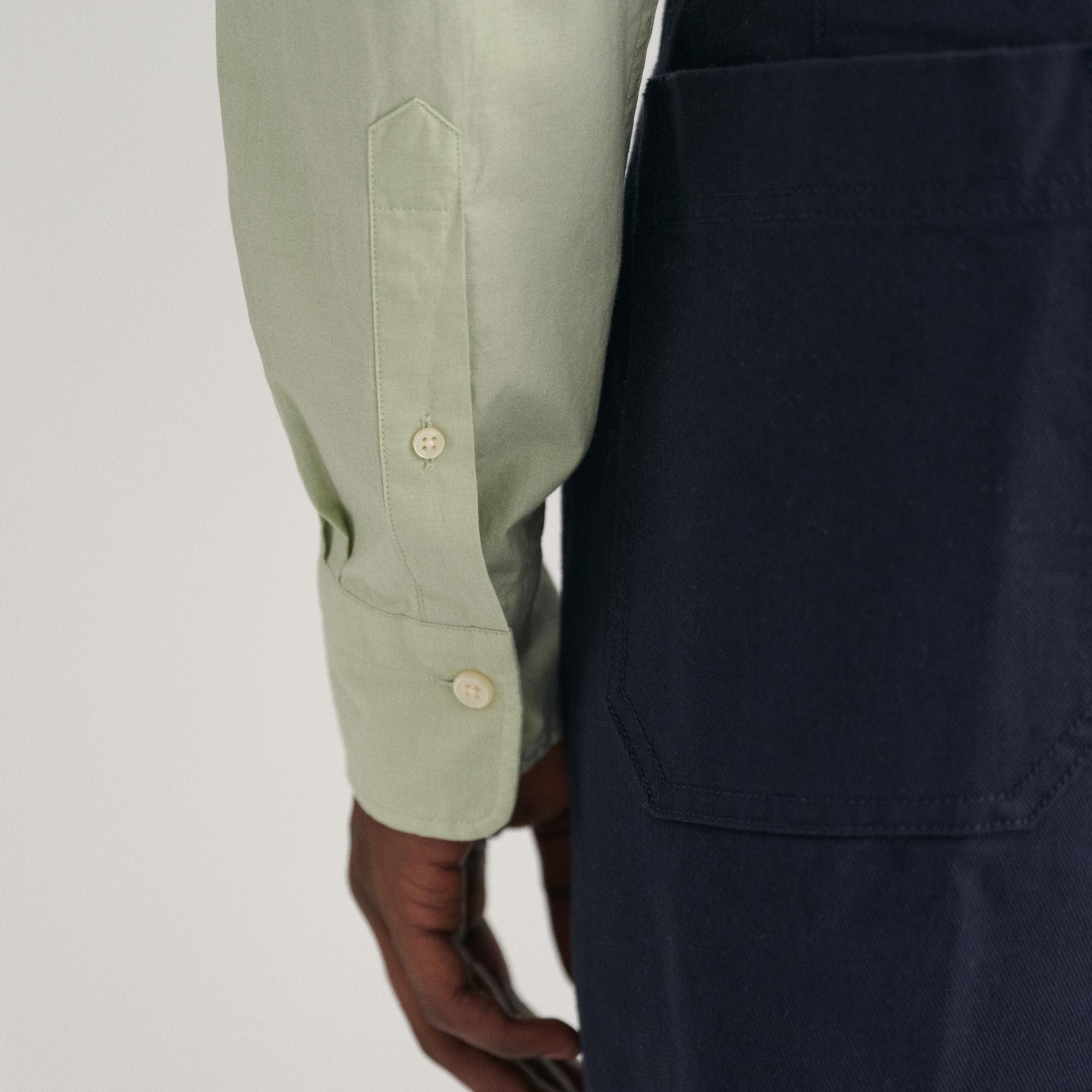 GANT Erkek Yeşil Slim Fit Düğmeli Yaka Broadcloth Gömlek