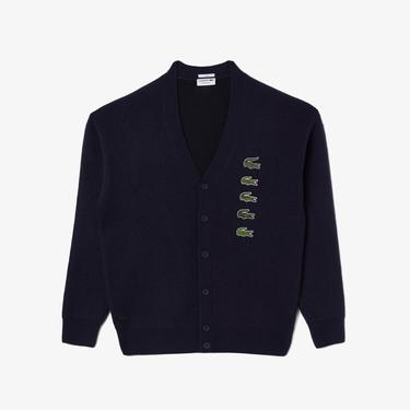  Lacoste Unisex Lacivert Yün Hırka