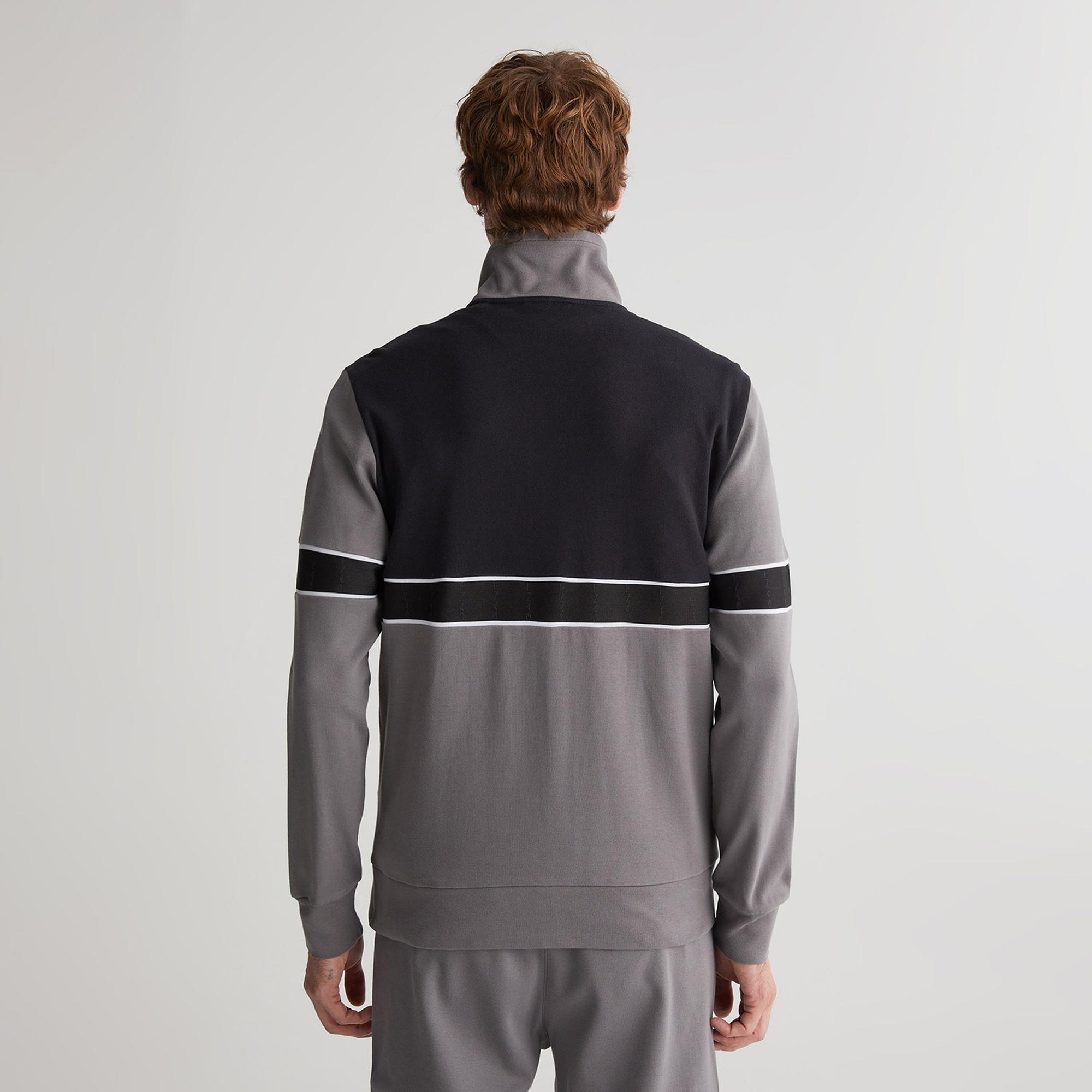 GANT Erkek Gri Regular Fit Fermuarlı Sweatshirt