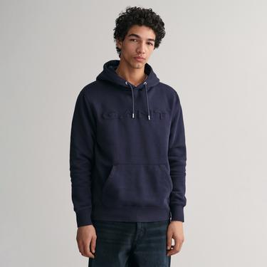  GANT Erkek Lacivert Regular Fit Kapüşonlu Logolu Sweatshirt