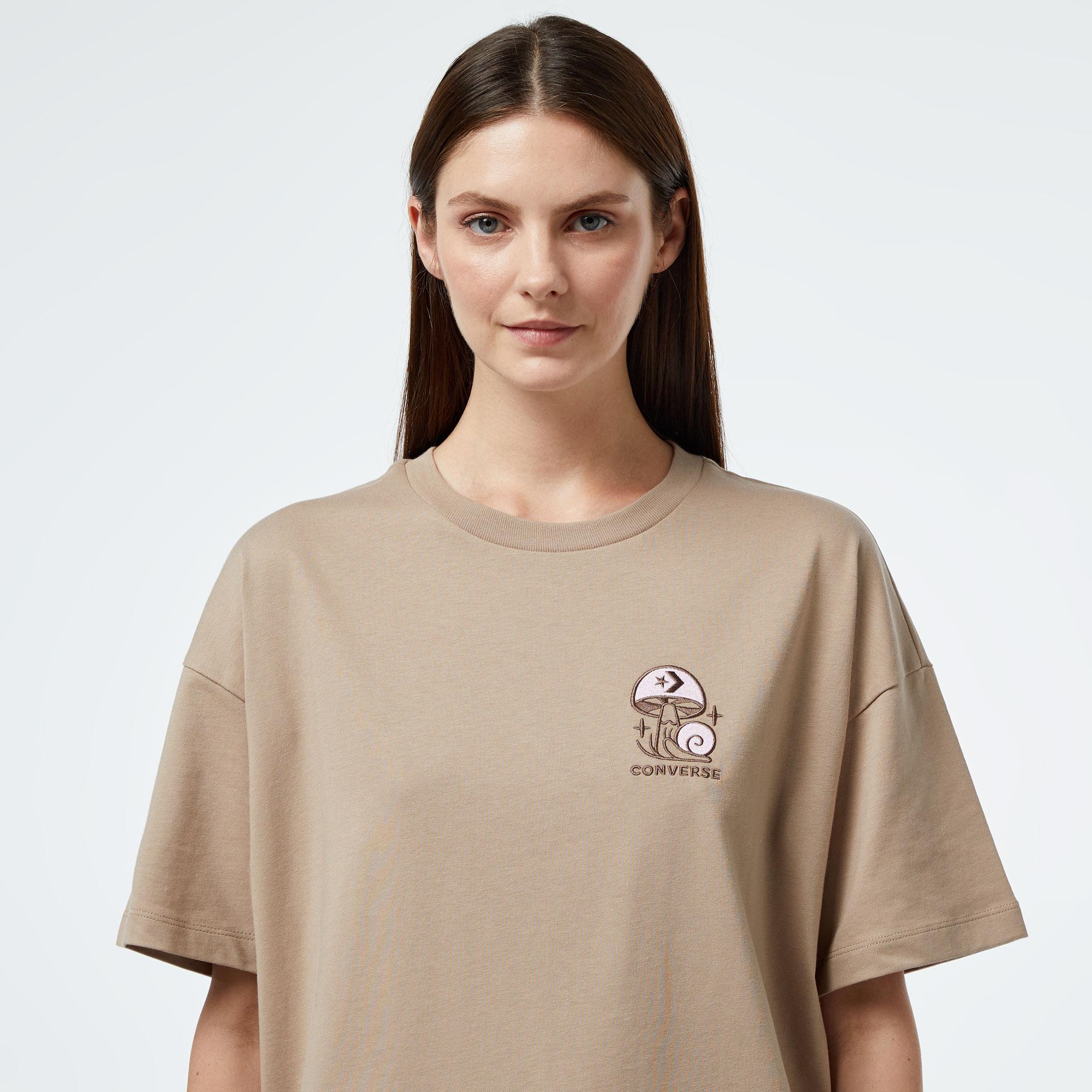 Converse Mushroom Graphic Oversized Fit Kadın Siyah T-Shirt