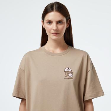 Converse Mushroom Graphic Oversized Fit Kadın Siyah T-Shirt