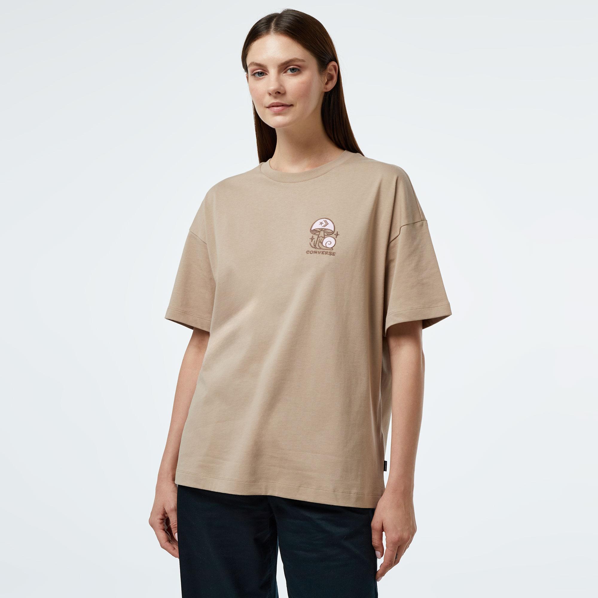 Converse Mushroom Graphic Oversized Fit Kadın Siyah T-Shirt