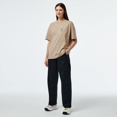  Converse Mushroom Graphic Oversized Fit Kadın Siyah T-Shirt