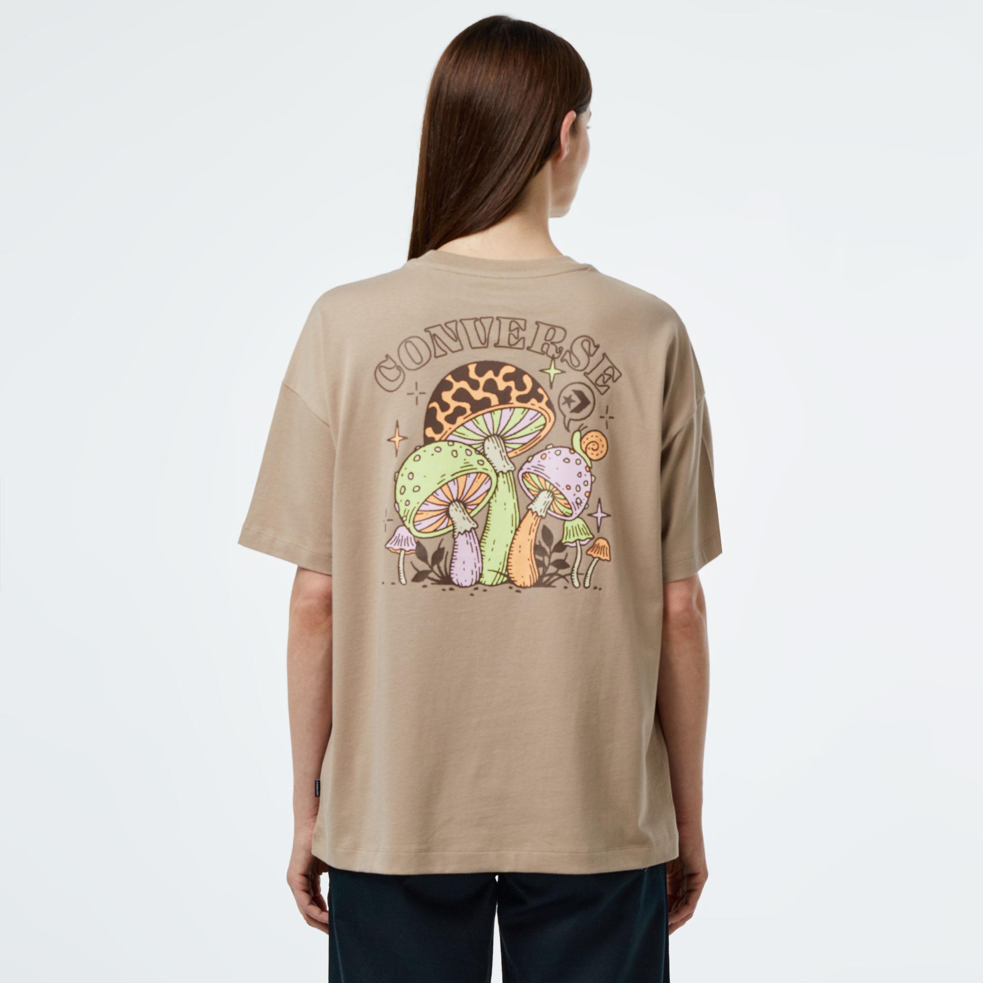 Converse Mushroom Graphic Oversized Fit Kadın Siyah T-Shirt