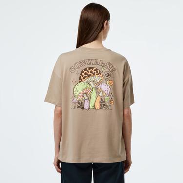  Converse Mushroom Graphic Oversized Fit Kadın Siyah T-Shirt