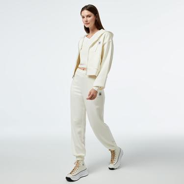  Converse Kadın Baskılı Krem Fermuarlı Hoodie