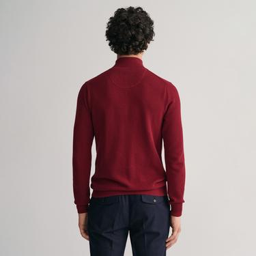  GANT Erkek Kırmızı Regular Fit Yarım Fermuarlı Kazak