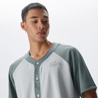  Lacoste House of SuperStep X Lacoste Erkek Gri/Yeşil Gömlek