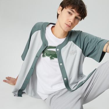  Lacoste House of SuperStep X Lacoste Erkek Gri/Yeşil Gömlek