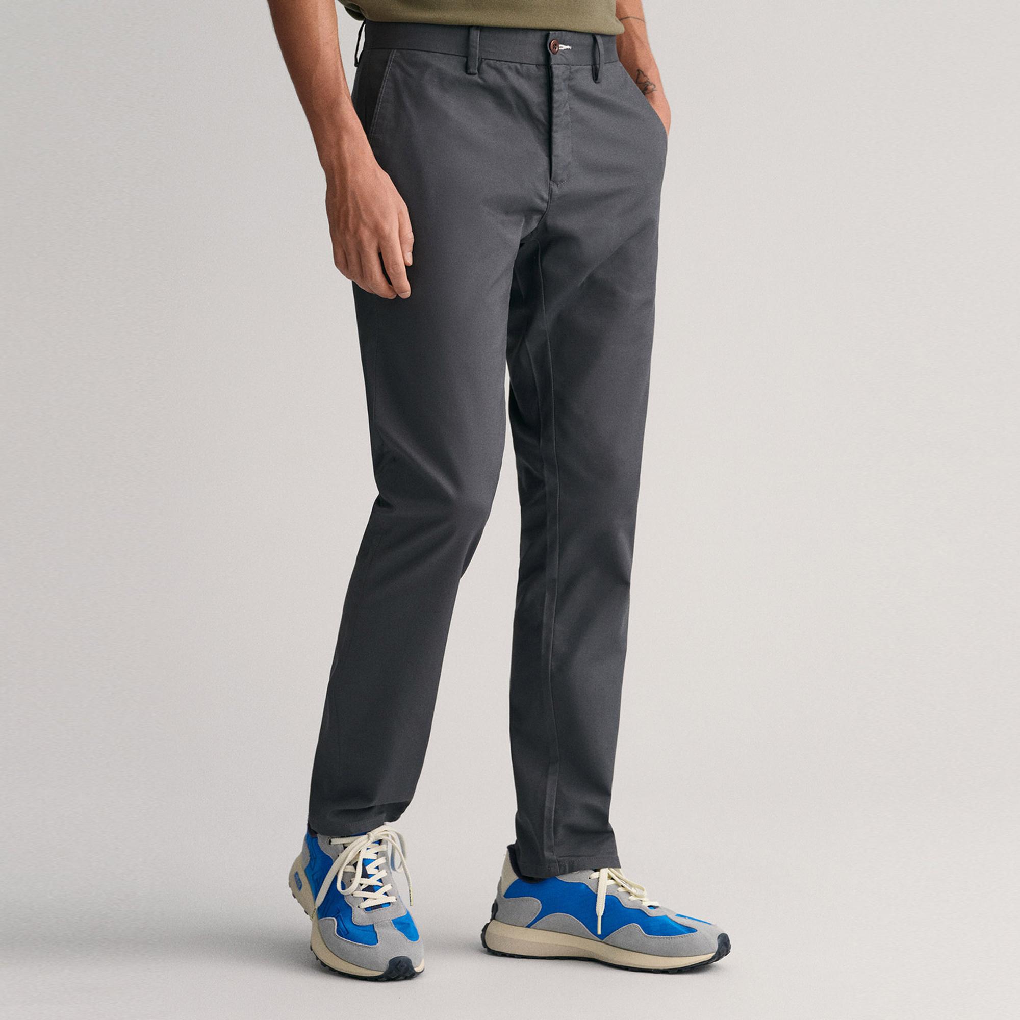 Gant Erkek Gri Slim Fit Chino Pantolon