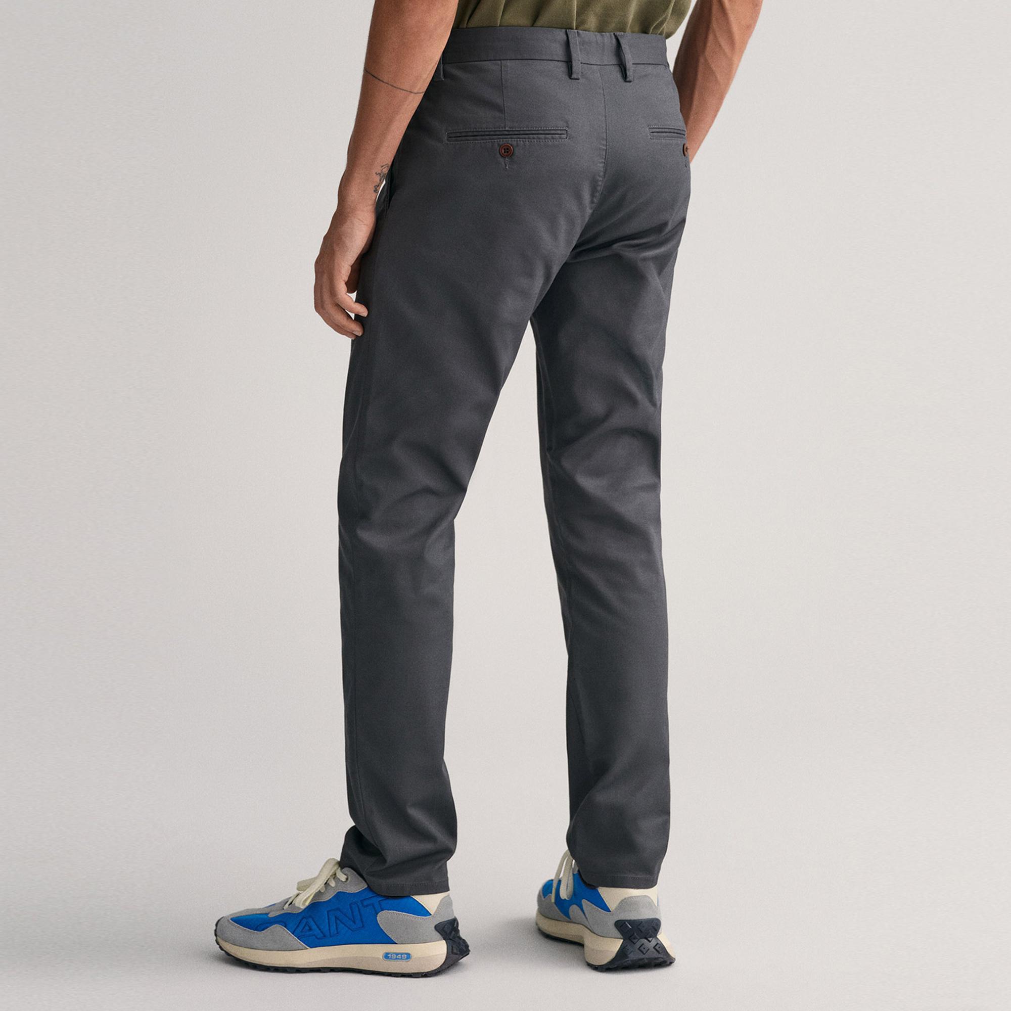 Gant Erkek Gri Slim Fit Chino Pantolon