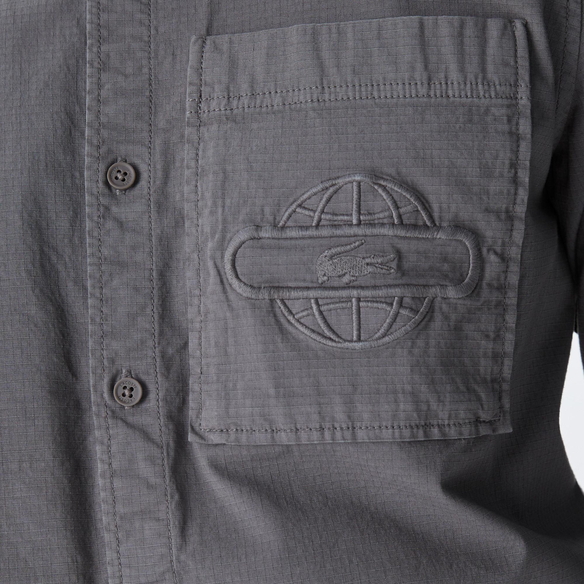 Lacoste X House of SuperStep Erkek Gri Gömlek