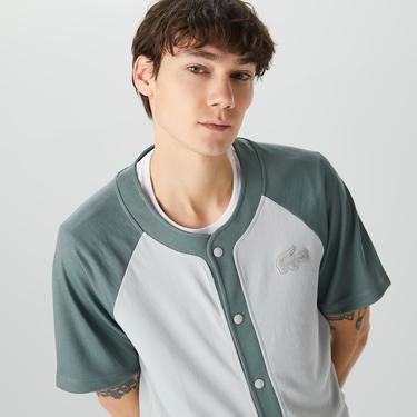  Lacoste House of SuperStep X Lacoste Erkek Gri/Yeşil Gömlek